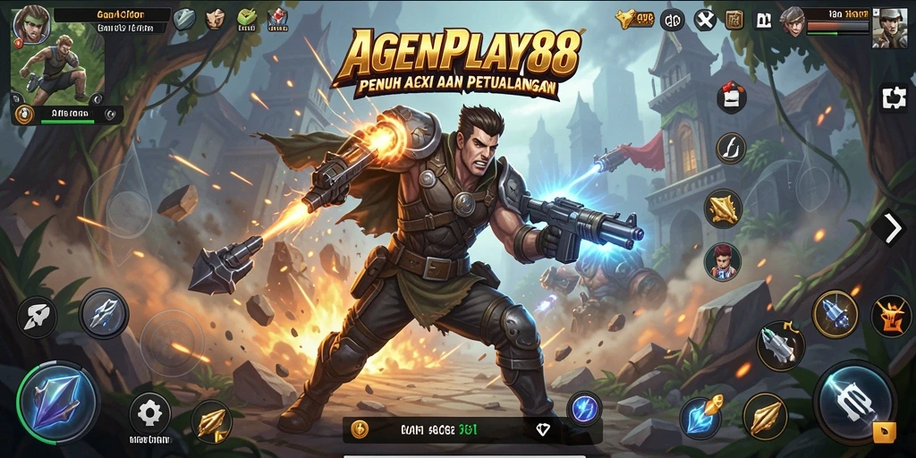 Screenshot utama AGENPLAY88 menampilkan aksi pertempuran yang intens dan mendebarkan.