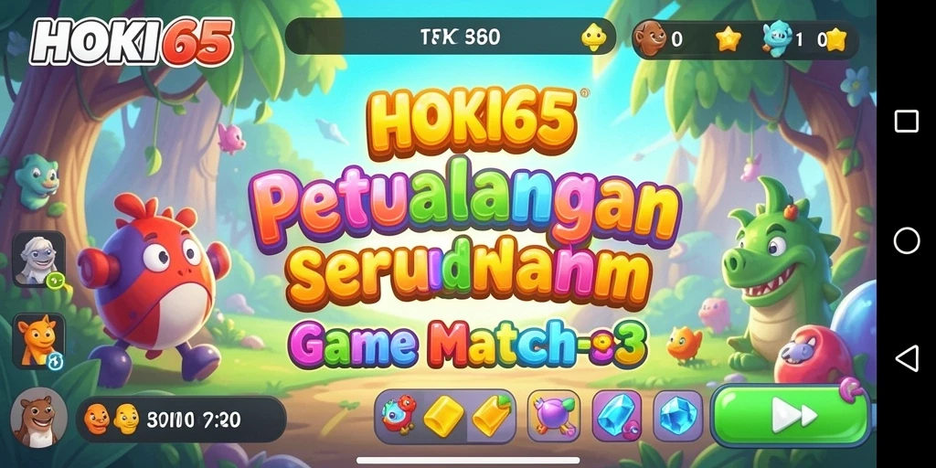 Tampilan gameplay HOKI65 yang penuh warna dan seru.