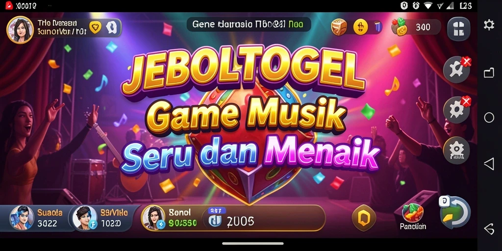 Tampilan gameplay JEBOLTOGEL dengan berbagai alat musik dan efek visual.