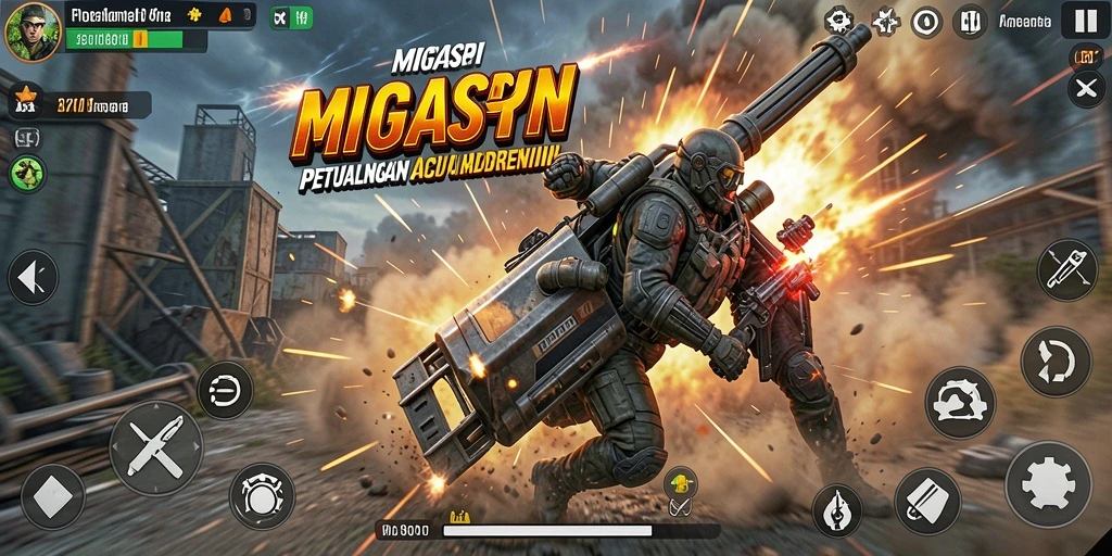 Screenshot memperlihatkan aksi seru dalam MIGASPIN dengan grafis menawan.