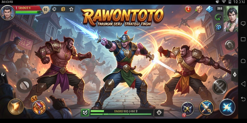 Screenshot gameplay <strong>RAWONTOTO</strong> yang menampilkan pertarungan seru.